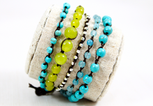 Load image into Gallery viewer, Hand Knotted Convertible Crochet Bracelet or Necklace, Turquoise Mix - WR5-Aspen