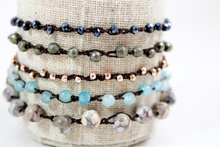 Load image into Gallery viewer, Hand Knotted Convertible Crochet Bracelet or Necklace, Crystals and Stones Mix - WR5-Comet