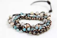 Load image into Gallery viewer, Hand Knotted Convertible Crochet Bracelet or Necklace, Crystals and Stones Mix - WR5-Comet