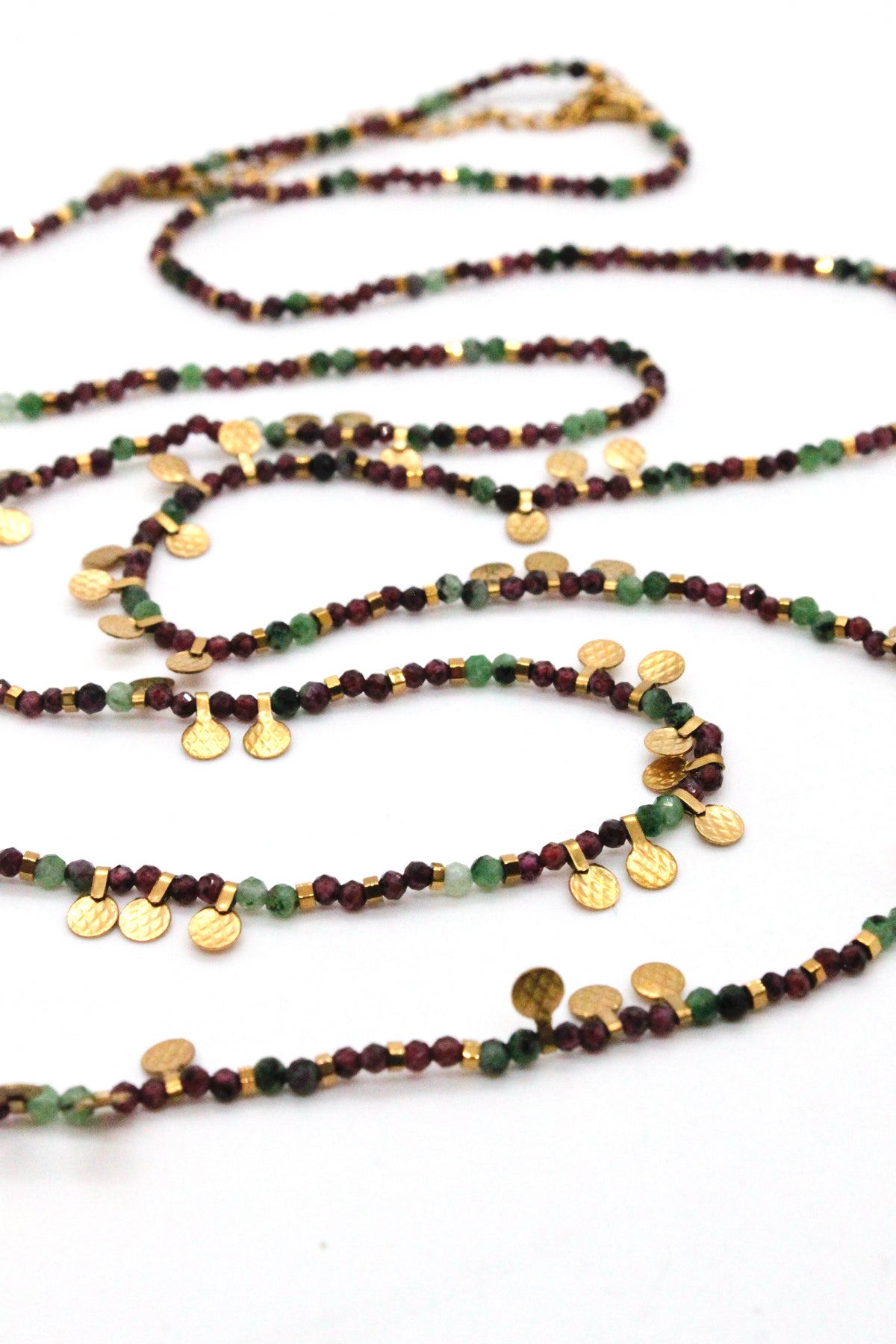 Museum Style Mixed Stones Necklace or Bracelet with 24K Gold Plate Mini Charms
