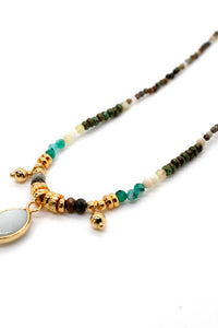 Natural Pendant on Semi Precious Stone Mix Necklace -French Flair Collection-