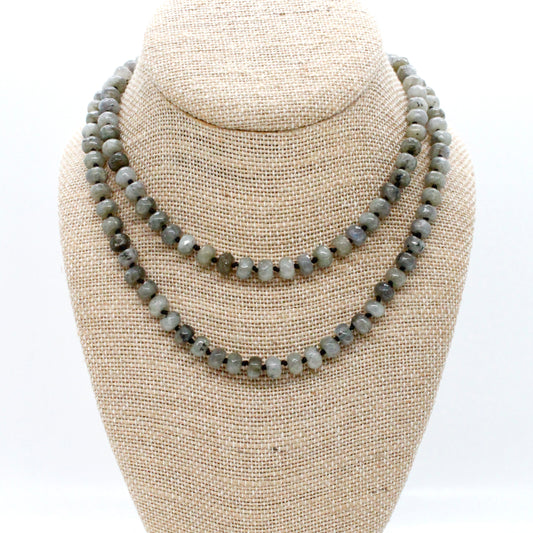 Hand-Knotted Long Labradorite Bead Necklace - NL-LB