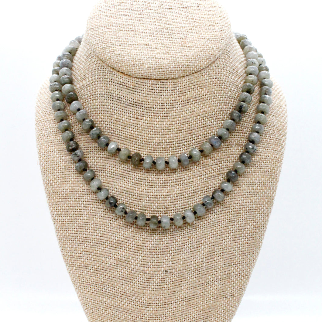 Hand-Knotted Long Labradorite Bead Necklace - NL-LB