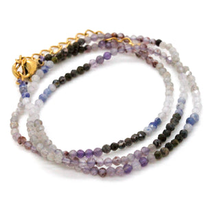 Delicate and Dainty Faceted Stone Short Necklace -E-