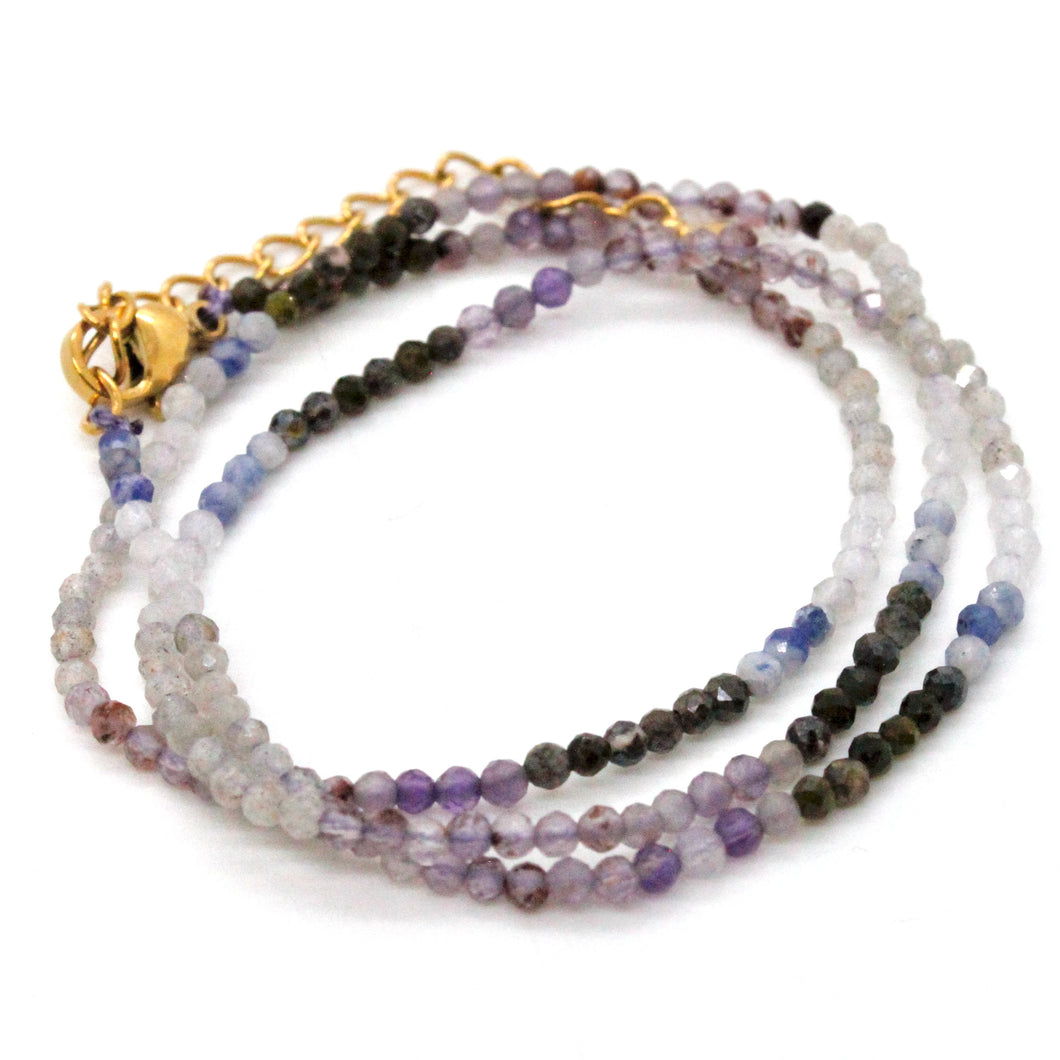 Delicate and Dainty Faceted Stone Short Necklace -E-