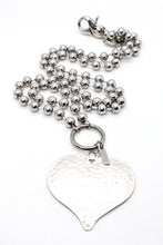 Load image into Gallery viewer, Large Hammered Heart Convertible Silver Chain Necklace
