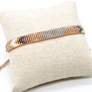 Neutral Sandy Miyuki Seed Bead Wide Bracelet -Seeds Collection-