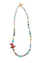 Load image into Gallery viewer, African Turquoise and Red Coral Stone Mix Necklace -French Flair Collection-
