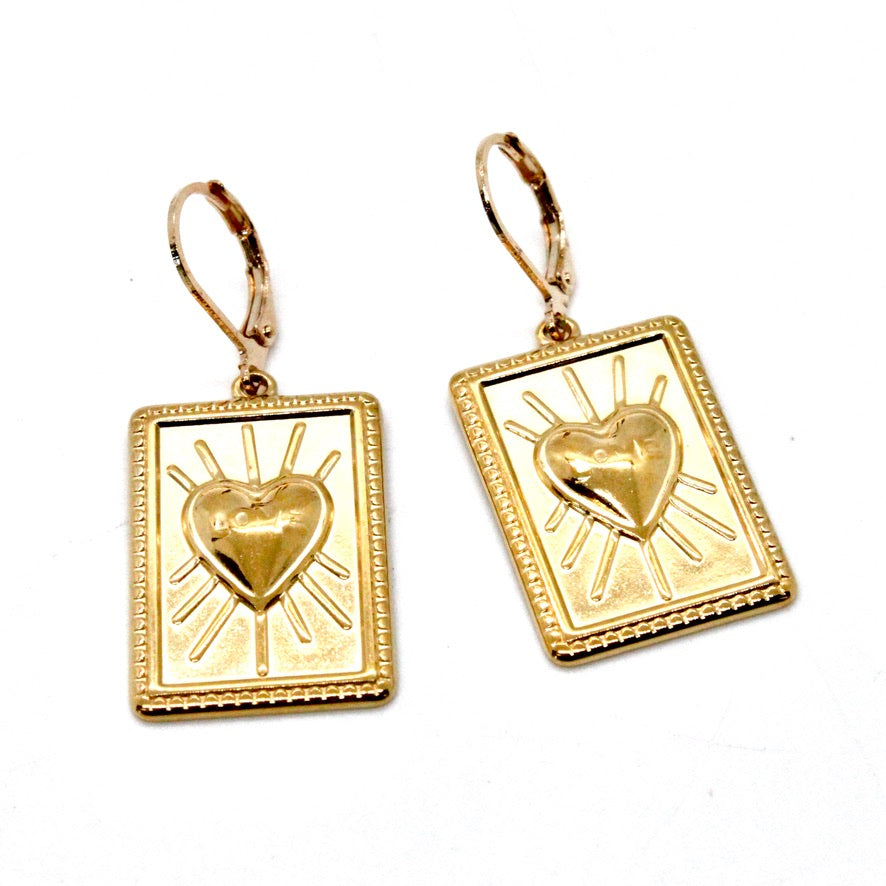 Love Heart Gold Earrings - E9-100