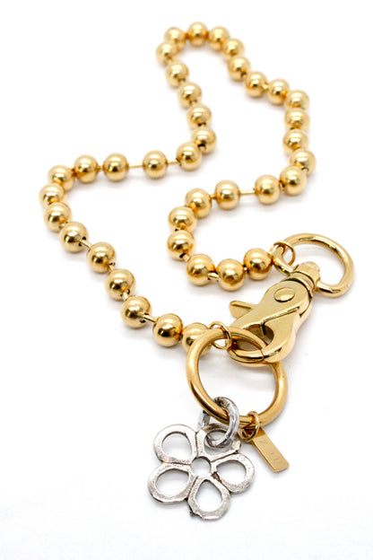 Silver Flower Necklace Single Gold Chain Claw Clasp