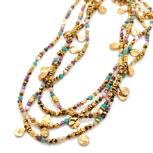 Load image into Gallery viewer, Multi Stone Mix and Mini Gold Coin Wrap Necklace - N2-2617A
