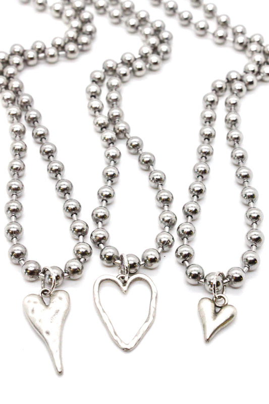Mini Heart Charm Silver Chain Necklace