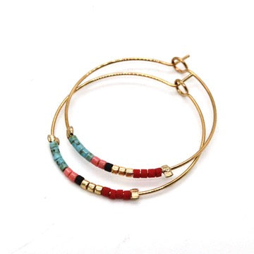 Miyuki Bead Mix Hoop Earrings - E8-038E