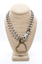 Load image into Gallery viewer, Brass Heart Outline Convertible Silver Chain Necklace
