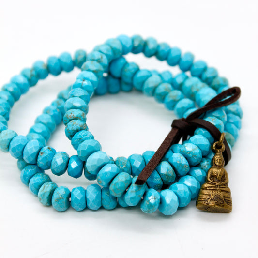Faceted Turquoise Mini Buddha Charm Bracelet -Buddha Collection-