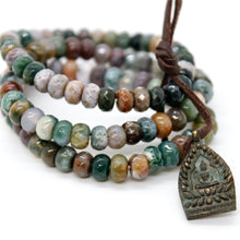 Load image into Gallery viewer, Faceted Indian Agate Reversible Vintage Buddha Charm Bracelet -Buddha Collection-
