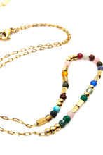 Load image into Gallery viewer, Rainbow Semi Precious Stones on Short Gold Necklace -Mini Collection- N3-104
