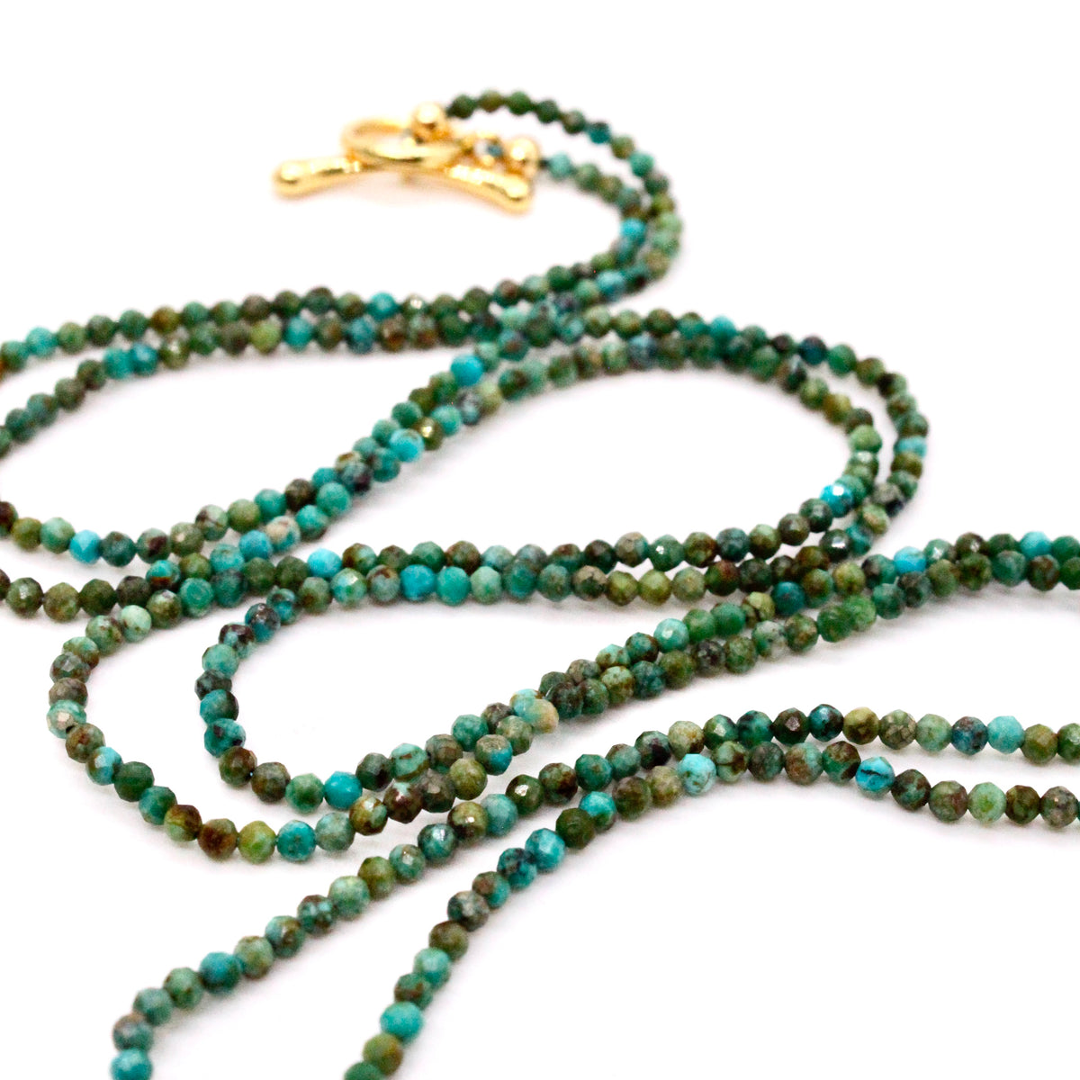 Delicate Faceted Mini Semi Precious Stone African Turquoise Beaded Necklace - N9-111