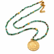 Load image into Gallery viewer, Faceted Mini Phoenix Stone Short Delicate French Religious Medal Necklace - FMN22
