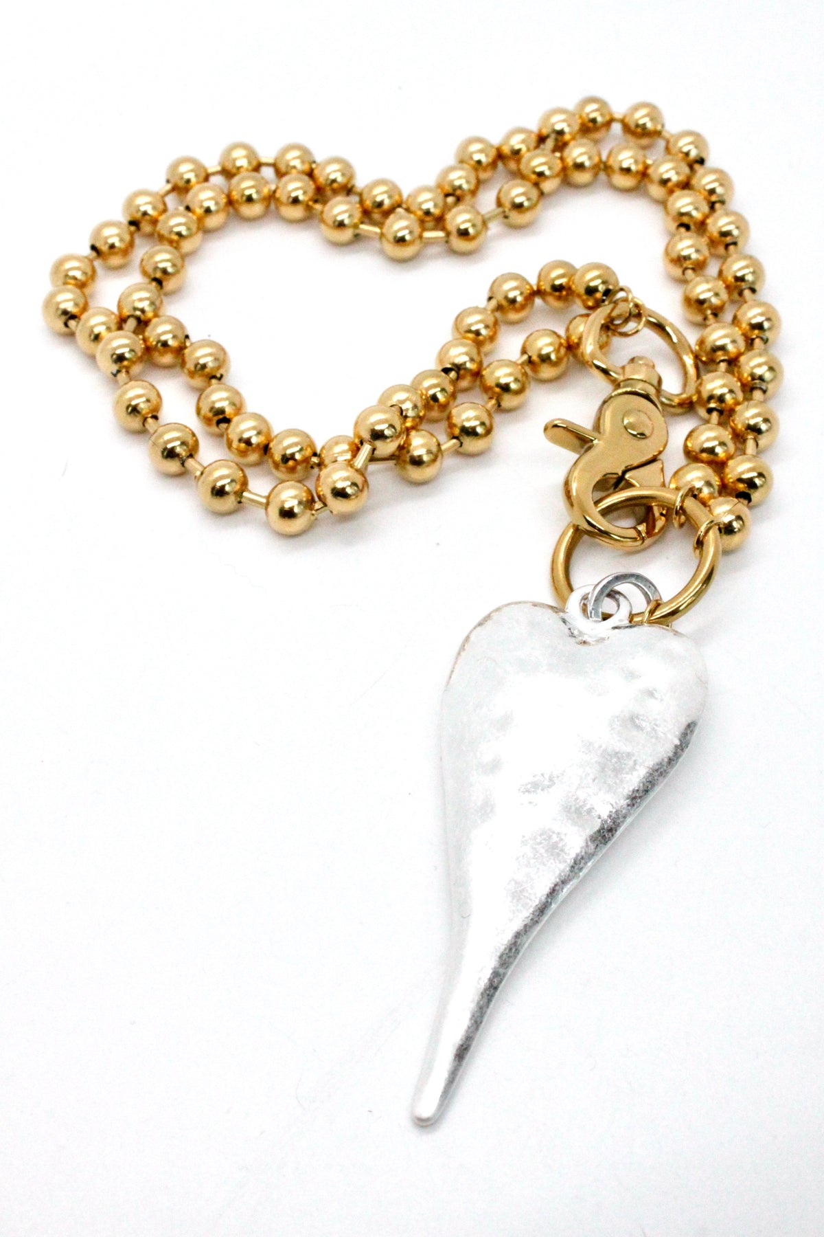 Extra Large Silver Heart Necklace to Wear Short or Long -N2-2178GD