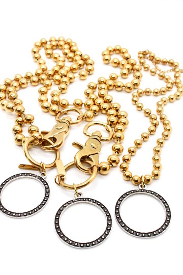 Antique Silver Circle Pendant Convertible Gold Chain Necklace