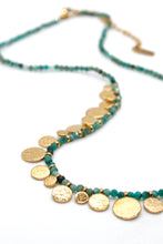 Load image into Gallery viewer, Short Mini Gold Disc Charm Apatite Necklace - N2-2612AP
