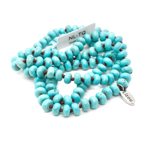 Hand Knotted Turquoise Rondelle Bead Necklace - NL-TQ