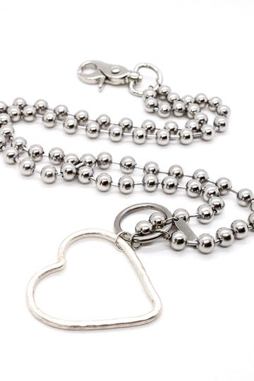 Silver Heart Outline Convertible Silver Chain Necklace