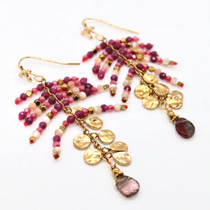 Semi Precious Stone and Mother of Pearl Dangle Earrings - E4-322