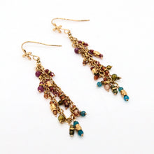 Load image into Gallery viewer, Rainbow Stone Mix and Gold Mini Charm Dangle Earrings - E4-327
