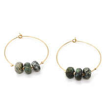 Load image into Gallery viewer, African Turquoise Matte Bead Hoop Earrings E7-012 -Stone Collection-
