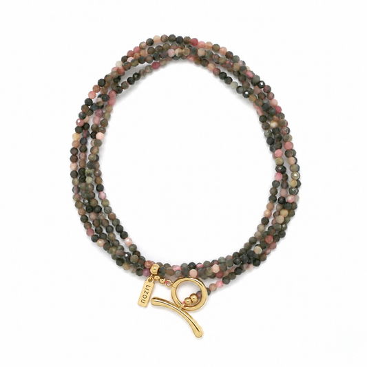 Tourmaline Toggle Clasp Wrap Bracelet or Necklace - N2-2785J