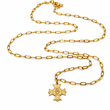 Load image into Gallery viewer, Long Gold Chain Cross French Religious Medal Necklace  - FMN20
