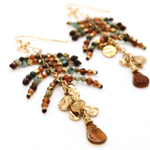 Load image into Gallery viewer, Semi Precious Mini Stone and Gold Charm Dangle Earrings - E4-324
