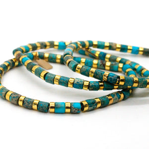 Turquoise and Gold Stretch Stone Bracelet -Stone Collection-