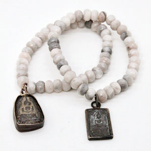 White Lace Agate Buddha Bracelet -Buddha Collection-