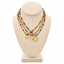 Load image into Gallery viewer, Colorful Semi Precious Stone Necklace Religious French Medal - FMN01B
