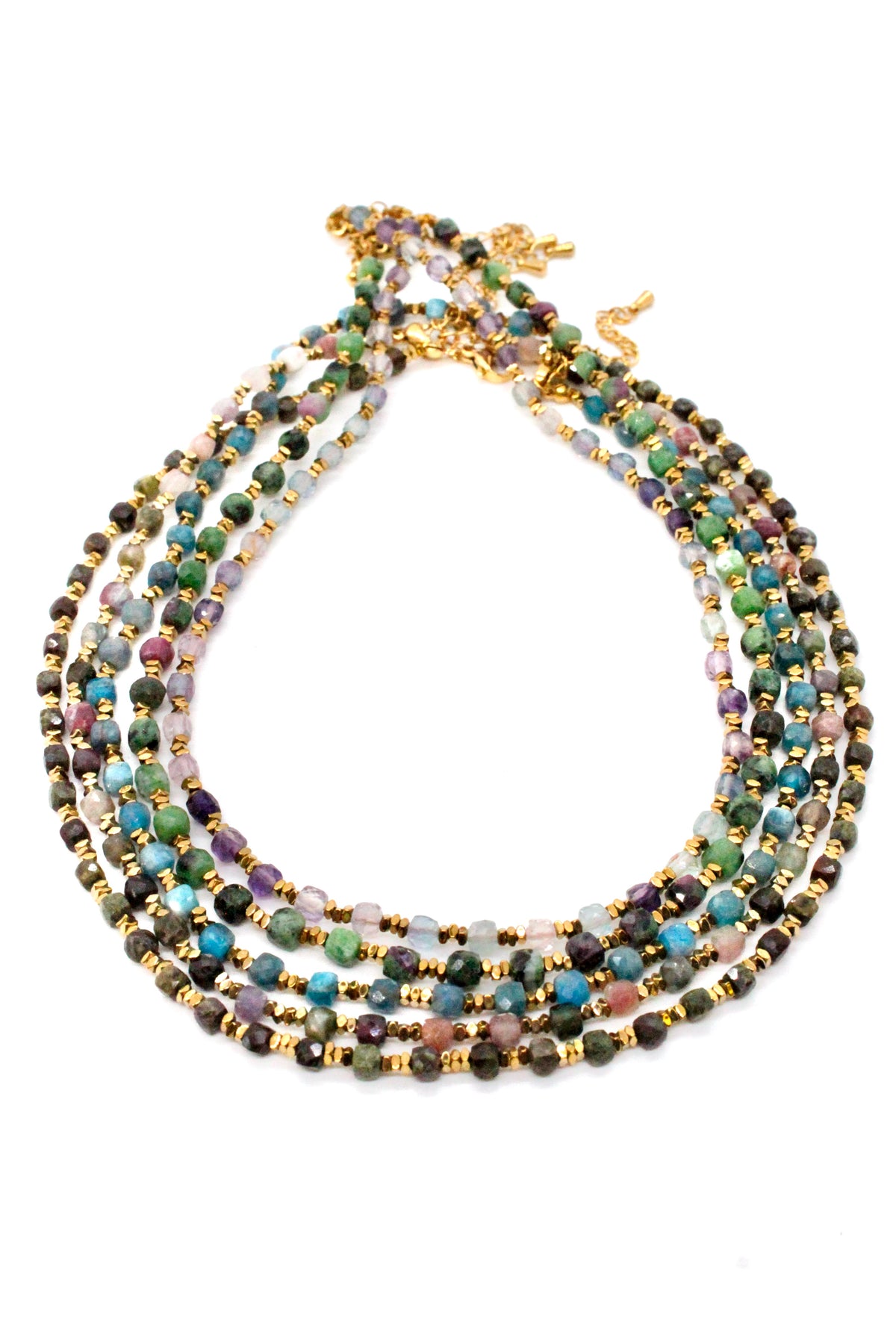 Simple Semi Precious Stone and 24K Gold Plate Necklace- N2-2389