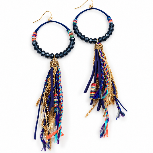 Crystal Beaded Hoop Earrings -E001-29T