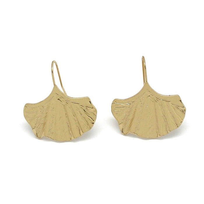 Gold Gingko Leaf Dangle Earrings - E4-298