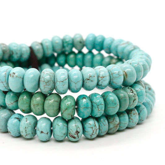 Turquoise Rondelle Bead Three Strand Bracelet -BL-TQ1