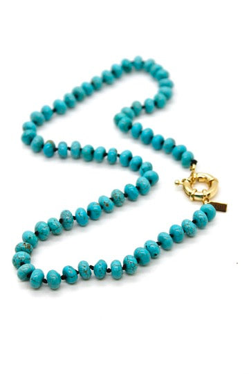 Hand-Knotted Short Turquoise Beaded Necklace - NLS-TQ