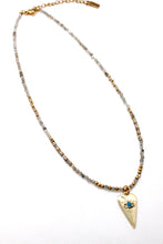 Load image into Gallery viewer, Faceted Labradorite and Evil Eye Heart Necklace - N2-2623
