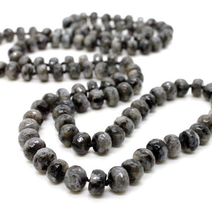 Hand-Knotted Long Faceted Labradorite Beaded Necklace