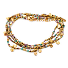 Load image into Gallery viewer, Multi Stone Mix and Mini Gold Coin Wrap Necklace - N2-2617A
