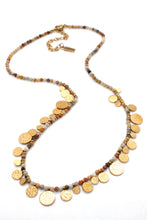Load image into Gallery viewer, Short Mini Gold Disc Charm Crazy Agate Necklace - N2-2612CA
