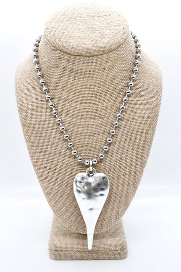 Extra Large Silver Heart Pendant Convertible Silver Chain Necklace
