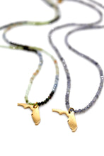 Load image into Gallery viewer, Florida State Mini Stone Gold Charm Necklace
