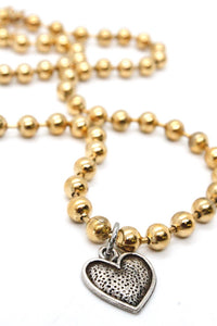 Single Gold Plate Ball Chain Necklace with Small Heart Charm N2-S505g -The Classics Collection-