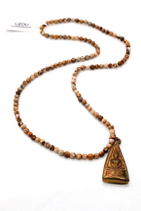 Jasper Stretch Short Necklace or Bracelet with Buddha Charm -The Buddha Collection- NS-JP-GB